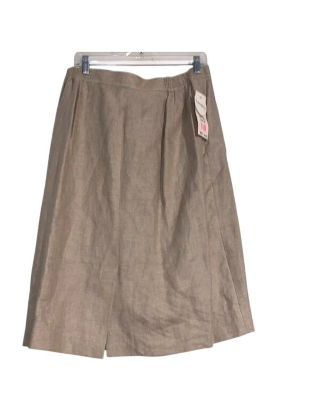 Elisabeth By Liz Claiborne Womens Linen Skirt Size 18 Beige Elastic Waist